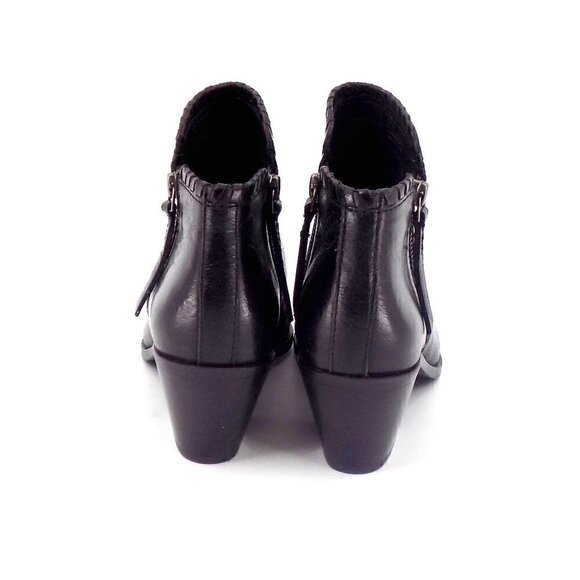 Frye & Co Leather Ankle Boots Black Side Zip Size 6.5 M 2-1/4" Block Heel Cody - Picture 6 of 8